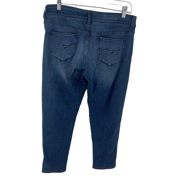 New York & Company patchwork boho stretch skinny jeans denim 10 EUC - Picture 6 of 11